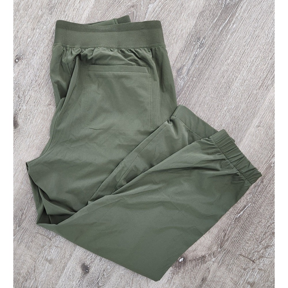 Athleta La Viva Jogger Olive Green Ankle Zip Performance Pants Size 14
